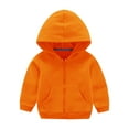 thumbnail image 1 of AOMPMSDX Toddler Kids Girls Boys Drawstring Pullover Hooded Comfortable Tops Loose Long Sleeve Blouse Soild With Pocket Sweatshirt Coat Orange 18 Months-24 Months, 1 of 4