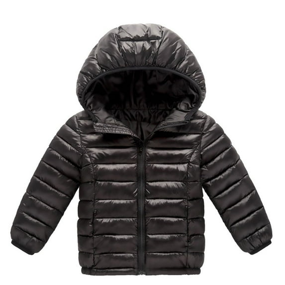 AOMPMSDX Winter Child Kids Solid Color Hoodie Zipper Coats Keep Warm Jacket Clothes Boys Coat&jacket Black 7 Years-8 Years