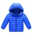 thumbnail image 1 of AOMPMSDX Winter Child Kids Solid Color Hoodie Zipper Coats Keep Warm Jacket Clothes Boys Coat&jacket Blue 5 Years-6 Years, 1 of 4