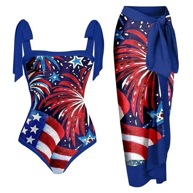 AOMPMSDX Women Fashion Independence Day Flag Print Two Piece Swimsuit ...