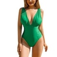 thumbnail image 1 of AOMPMSDX Women Fashion Sexy Solid Color Multi Color Slim Fit Bikini Swimsuit Summer Holiday Beach Wear Green M, 1 of 9