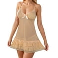 thumbnail image 1 of AOMPMSDX Women'S Lingerie Sleep & Lounge Solid Color Tulle Mesh Suspender Skirt Sexy (With Pads) Beige Underwear Panties For Women One Size, 1 of 9