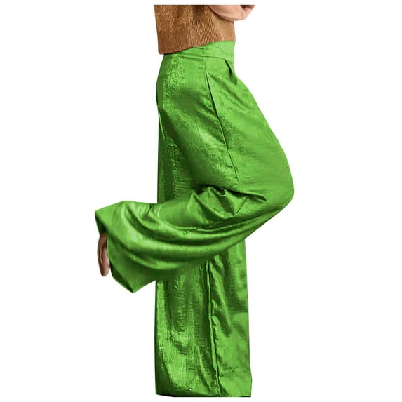 AOMPMSDX Women'S Pants Ladies Independent Station Spring And Summer Solid Color Wide Leg Pants High Waist Slim Loose Casual Pants Green Casual Shorts XXXL