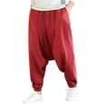thumbnail image 1 of AOMPMSDX Women'S Pants Men'S Casual Fashion Loose Pure Color Hop Style Cotton And Linen Length Pant Red Loose Fit Trousers XXXXL, 1 of 4