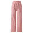 thumbnail image 1 of AOMPMSDX Women'S Pants Womens Lotu Leaf High Waist Cotton And Pants Elegant Casual Wide Leg Loose Pants Pink Casual Shorts S, 1 of 6
