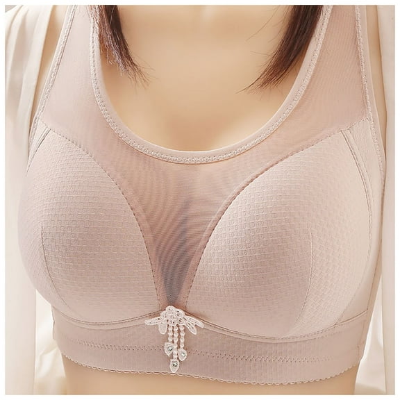 AOMPMSDX Women Sexy Lace Back Button Shaping Cup Adjustable Shoulder Strap Large Size Underwire Bra C 38