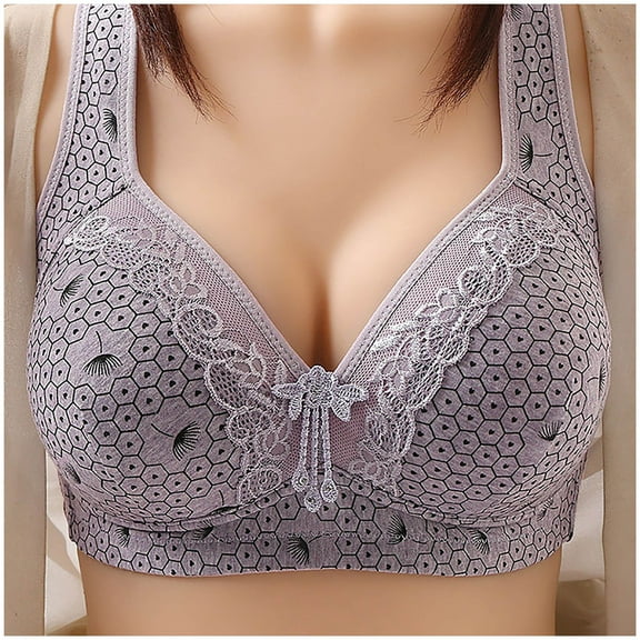 AOMPMSDX Women Sexy Lace Back Button Shaping Cup Adjustable Shoulder Strap Large Size Underwire Bra D 40