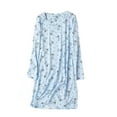 thumbnail image 1 of AOMPMSDX Women's Cotton Nightgown Sleepwear Long Sleeves Shirt Casual Print Sleepdress Sky Blue M, 1 of 4