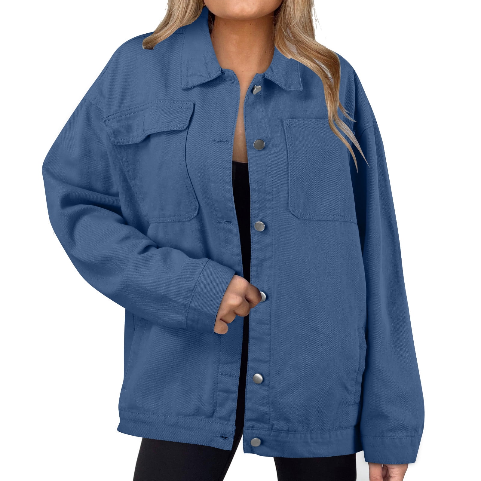 AOMPMSDX Women's Denim Jackets Women's Oversized Denim Jacket Casual
