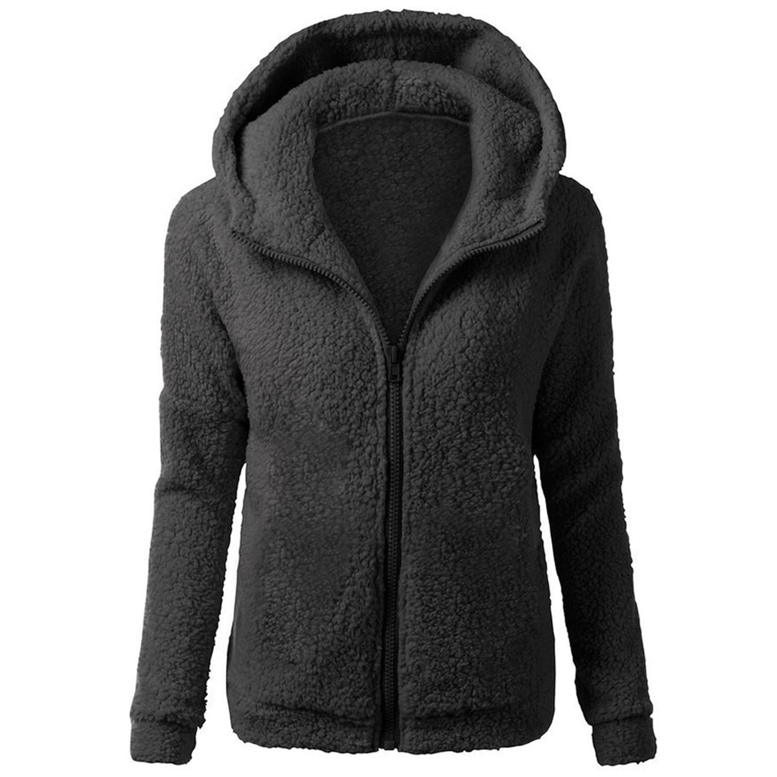 AOMPMSDX Women's Fleece Jackets & Coats Women Lightweight Hooded