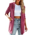 thumbnail image 1 of AOMPMSDX Women's Jackets & Coats Womens Gold Velvet Jacket Open Front Cardigan Coat Leisure Suit Cardigan Coat Fall Outfits Fashion Clothes Tops Jacket Coats XXL Hot Pink, 1 of 6