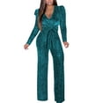 thumbnail image 1 of AOMPMSDX Women's Jumpsuit Women's Sultry V Neck Strap High Elastic Metallic Fiber Lingerie Style Pant Suit With Sparkling Details XXL, 1 of 1