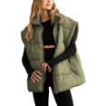 thumbnail image 1 of AOMPMSDX Women's Outerwear Vests Women Winter Oversized Vest Lightweight Stand Collar Flysleeve Insulated Padded Puffy Jackets Coat With Pockets S Green, 1 of 5
