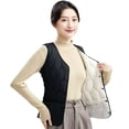 thumbnail image 1 of AOMPMSDX Women's Outerwear Vests Women's Autumn And Winter Sleeveless Thickened Warm Button Vest Cotton Jacket Women's Short Lamb Plush Thickened Vest XL Black, 1 of 4