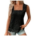 thumbnail image 1 of AOMPMSDX Women's Outerwear Vests Women's Summer Vest Elegant Floral Lace Square Neck Camisole Fall Outfits Fashion Clothes Tops Jacket Coats M Black, 1 of 5