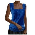 thumbnail image 1 of AOMPMSDX Women's Outerwear Vests Women's Summer Vest Elegant Floral Lace Square Neck Camisole Fall Outfits Fashion Clothes Tops Jacket Coats XL Blue, 1 of 5