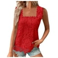thumbnail image 1 of AOMPMSDX Women's Outerwear Vests Women's Summer Vest Elegant Floral Lace Square Neck Camisole Fall Outfits Fashion Clothes Tops Jacket Coats XL Red, 1 of 5