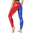 thumbnail image 1 of AOMPMSDX Womens Shiny Metallic Leggings High Gloss Skinny Pants Leather Stretch Shaping Tights Trousers Red L, 1 of 4