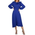 thumbnail image 1 of AOMPMSDX Womens Solid Color Long Sleeve Bow Vintage Dress Blue M, 1 of 8