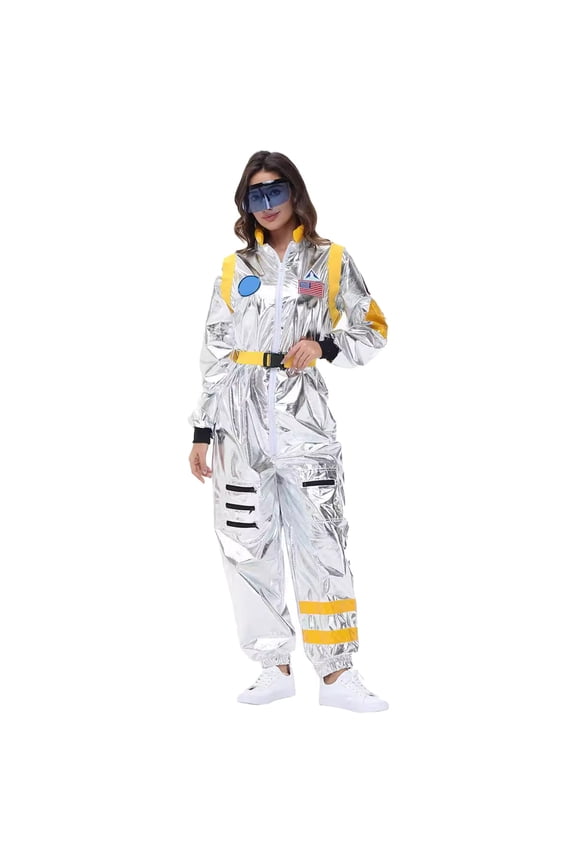 Womens and Mens Zipper Astronaut 3PCS Outfits for Stage Performance Clothing Set