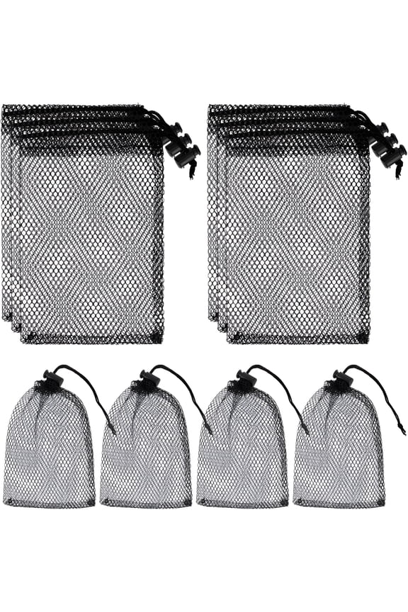 10Pcs Small Mesh Bags Drawstring Black Nylon Mesh Drawstring Bag Mini Mesh Pouch Bag Nylon Net Bags with Drawstrings Small Travel Stuff Bags Sacks 6 X 8 Inch