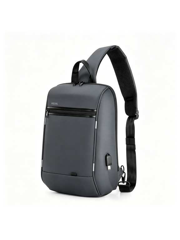 13" Anti-Theft Laptop Sling Backpack. Waterproof Nylon,Usb Port. Ideal for Travel,Hiking,Camping. 1 Strap Backpack Grey)
