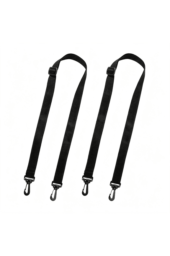 2 Pack Straps with Clips, Black Adjustable Straps with Clips for Bags, Replacement Shoulder Strap for Bags, Bag Strap Replacement for Water Bottle Carrier Sling Bag