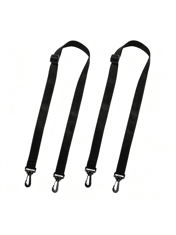 2 Pack Straps with Clips, Black Adjustable Straps with Clips for Bags, Replacement Shoulder Strap for Bags, Bag Strap Replacement for Water Bottle Carrier Sling Bag