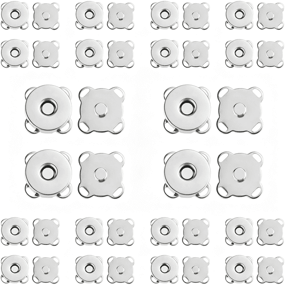 AOMRCOL 20 Sets Plum Magnetic Snaps Buttons for Sewing Supplies 15Mm Purse Snap Clasps Button for Sewing, Craft, Bags, Clothes, Leather Magnetic Snaps for Purses (Silver)