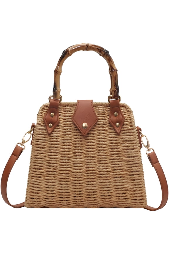 2026 New Cross Body Handbags for Women Straw Woven Beach Bag Summer Handmade Purses Wicker Rattan Bag Holiday