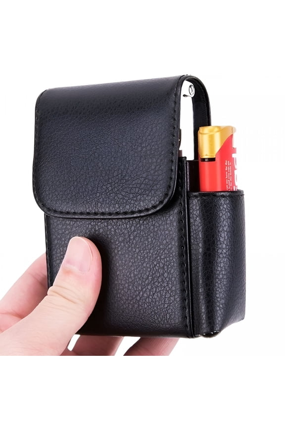 2026 New Leather Cigarette Case,Cigarette Holder with Pu Leather Storage Pouch,Lighter Holder and Name Card Storage Container,Nicotine Pouch Container