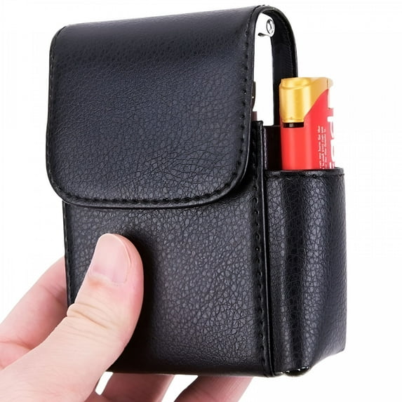 AOMRCOL 2026 New Leather Cigarette Case,Cigarette Holder with Pu Leather Storage Pouch,Lighter Holder and Name Card Storage Container,Nicotine Pouch Container