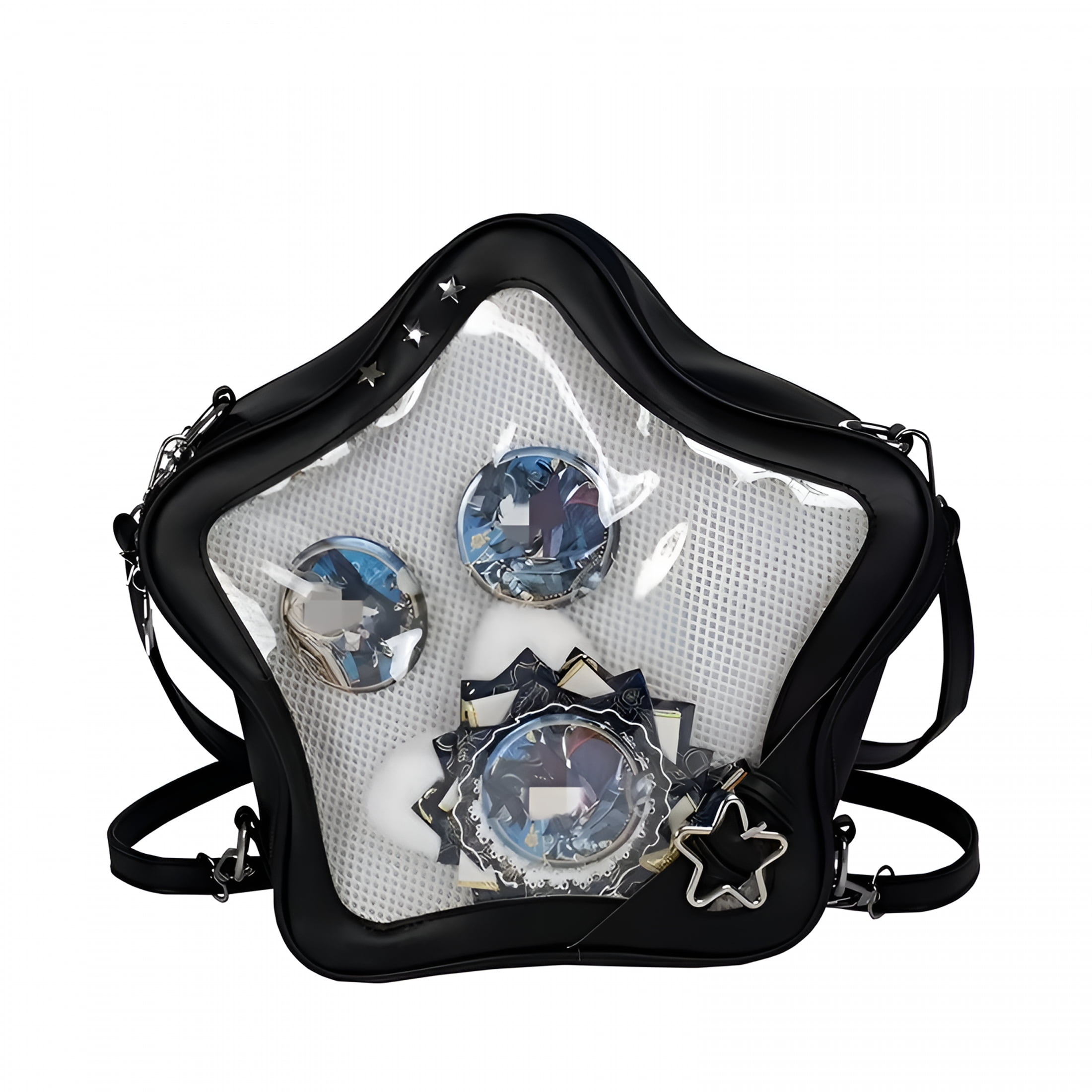 AOMRCOL 2026 New Star Ita Bag Stars Pins Backpack Cute Aesthetic Crossbody Bag Ita Insert Display Handbag Pu Leather Daily Use Ita Bag Crossbody-Black