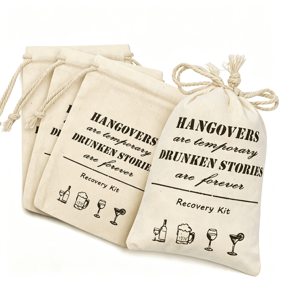 AOMRCOL 20Pcs Bachelorette Party Drawstring Bags Cotton Recovery Kit Bags Muslin Tote Bag for Bridal Party Wedding Gift Decoration Bachelorette Parties (4X6")