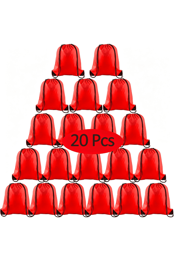 20Pcs Drawstring Backpack Bag Red Drawstring Bags String Backpack Sport Gym Sack Bags Foldable Storage Bag for Women Men Shopping Gym Travel Sports