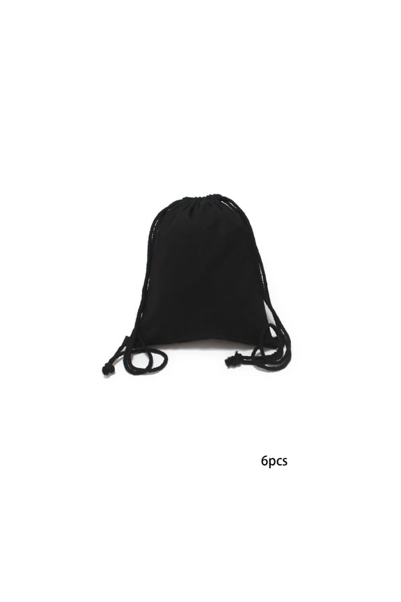 6-Pack Cotton Canvas Drawstring Backpacks: Blank,Plain,Reusable Cloth,14" W X 18" H Reusable Canvas Drawstring Bags Bulk