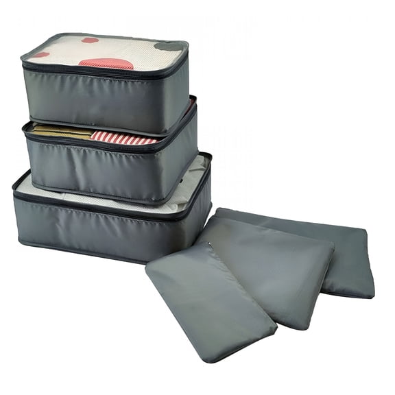 AOMRCOL 6-Piece Packing Cubes, Small Packing Cubes, Travel Storage Bags, Mesh, Foldable, Handle Perfect for Travel, Camping, Great for Adventurers, Travelers, Gray