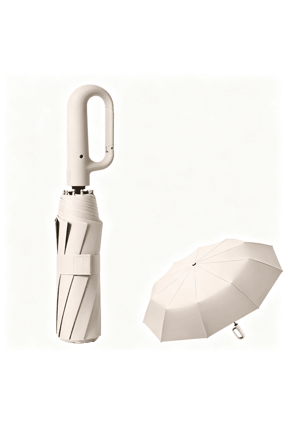 Automatic Folding Umbrella with Ring Buckle,Windproof Reinforced Clip on Umbrella,Travel Umbrella Compact Mini,Portable Parasol