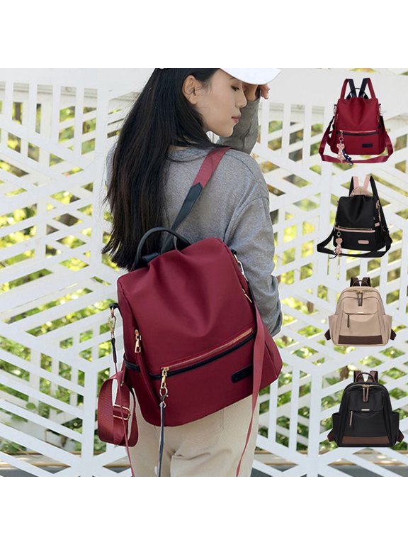Backpack Purse for Women, Fashion Oxford Cloth Convertible Shoulder Handbag Travel Bag Back Open Pocket Handbag, Backpack For Women 9.8x4.7x13 In