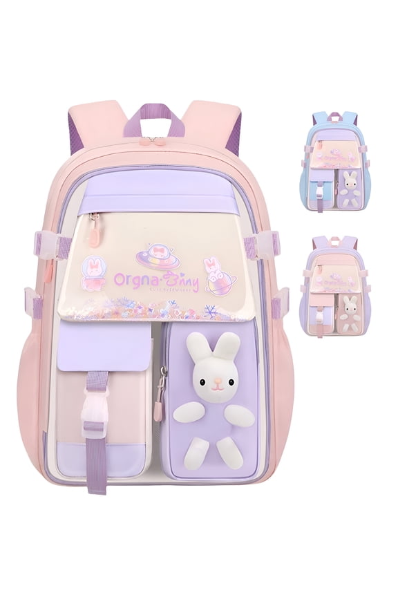 Backpack Sequin Kawaii Bunny Elementary Students Book Bag,Primary Middle School Bookbag Cute Rabbit Waterproof Bookbag,L Pink