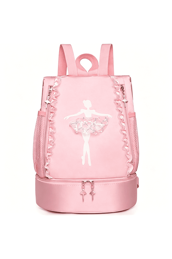 Ballet Dance Backpack with Separate Shoe Compartment,Ballerina Bag for Dance Gymnastics Latin Dance Yoga Tap Dance Jazz Storage Bag (Pink)