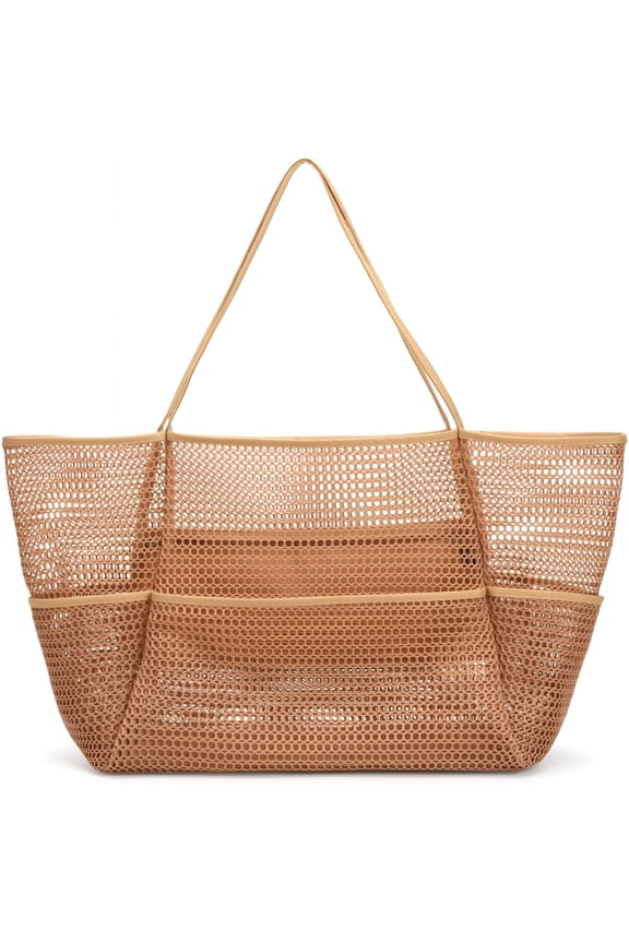 Beach Bag - Mesh Tote Bag Beach Vacation Clothes for Women Pool Bag for Travel Pool Family Cruise Essentials