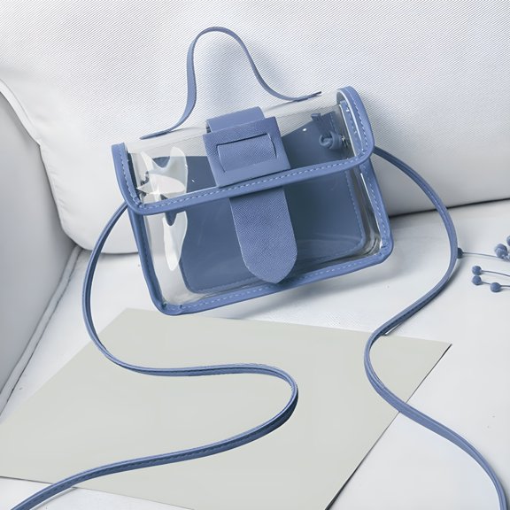 AOMRCOL Clear Purses for Women & Men - Pvc Messenger Handbag Transparent Crossbody Purse Bag for Concert Sports Events & Amusement Blue