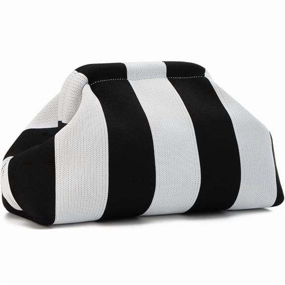 AOMRCOL Clutch Purse for Women,Knit Striped Clutch Handbags,Woven Evening Bags,Large Dumpling Bag for Ladies,Girlfriend,Travel Makeup Storage Lightweight Portable Pouch(Black Stripe)