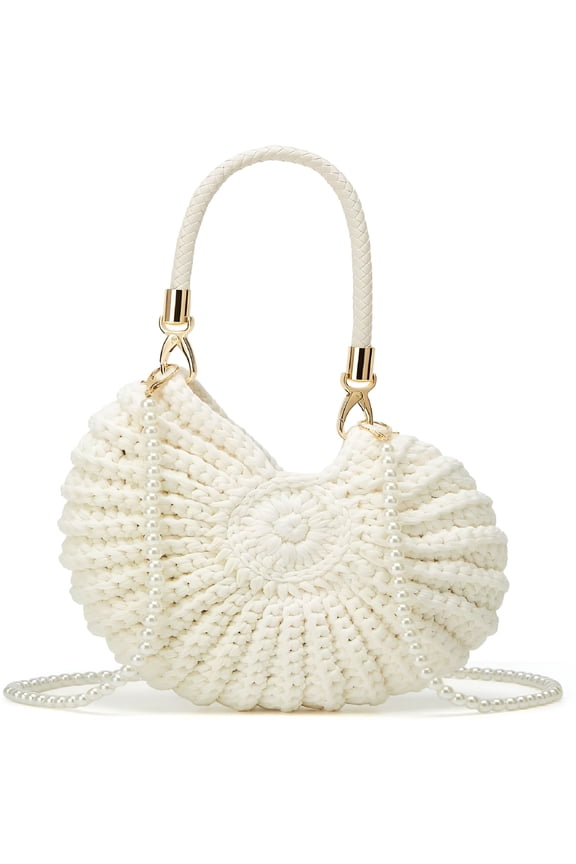 Crochet Handwoven Seashell Bag Women Summer Beach Bag Boho Evening Clutch Purses Shoulder Crossbody Bags