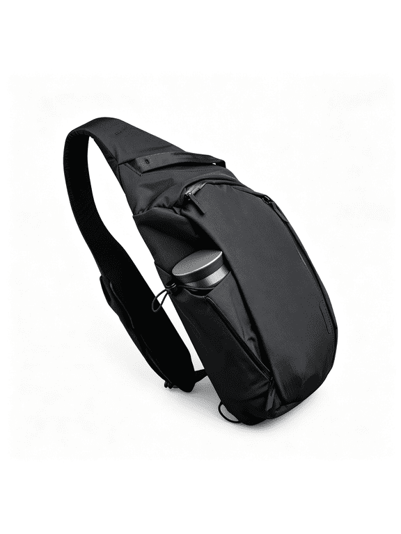 Crossbody Left Shoulder 7.5L - Crossbody Bag Men,Sling Backpack - Fits 11" Tablet - Single Shoulder with Ykk Zipper - Expandable Water Bottle Pocket - Phone Sleeve- Black Axoflux 210D