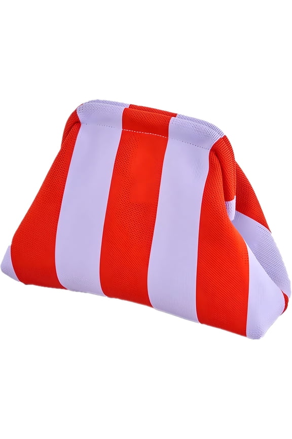 Crotched Purses for Women Purse Crochet Summer Beach Woven Crochet Purse Dumpling Striped Ruched Cloud Purse Evening Handbag Red