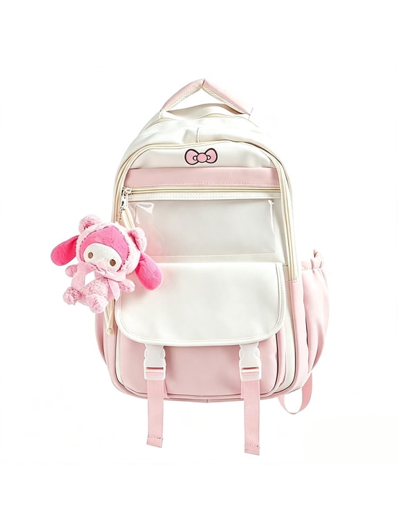 Cute Backpack Kawaii Shoulder Bagy2K Purse Cutecore Aesthetic Grunge Coquette Harajuku 2000S Bookbag Daily Hiking Y2K Backpack(Pink)