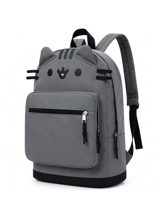 Cute Cat Ear Backpack,Lightweight Kawaii Casual Travel Daypack with Multi Pockets,Cat Backpack Dark Grey & Light Grey (Dark Gray)