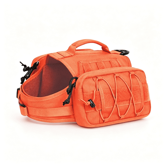 AOMRCOL Dog Backpack for Medium & Large Dogs, Nylon Backpack for Dogs Tactical Pet Backpack with Side Pockets for Hiking Walking Training Running (Orange, Medium)